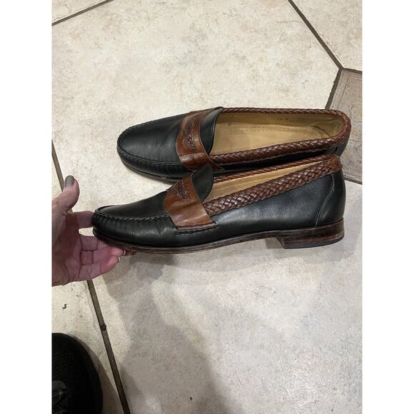 Allen Edmonds Newcastle Penny Loafer Brown Black Weave Trim Size 10 B main image 4